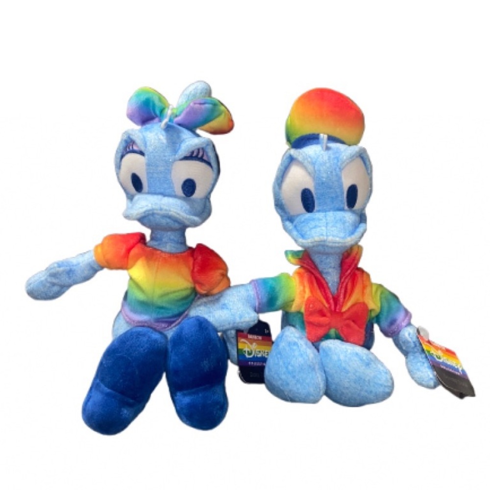 2 Disney Rainbow/Donald & Daisy Plush Pair - Light Blue with Rainbow Apparel